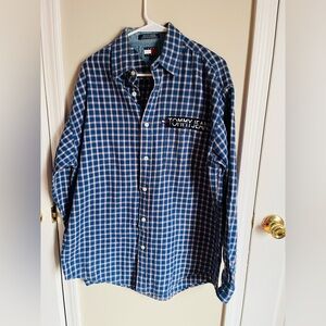 Tommy Hilfiger Blue Checkered Men's Shirt Size Medium